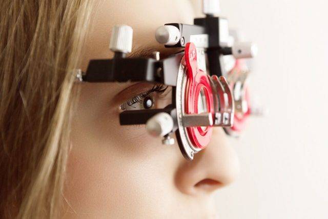 Eye doctor, woman at an eye exam in Rocky Mount, VA